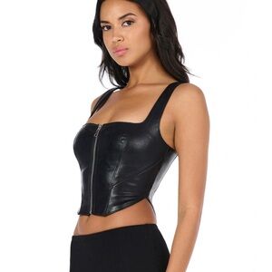 VEGAN LEATHER ZIP UP CORSET TOP XL (NEW)